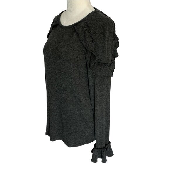 carolina Belle Montreal Grey Long Sleeve Sweater Ruffle Detail Size M - Picture 5 of 10